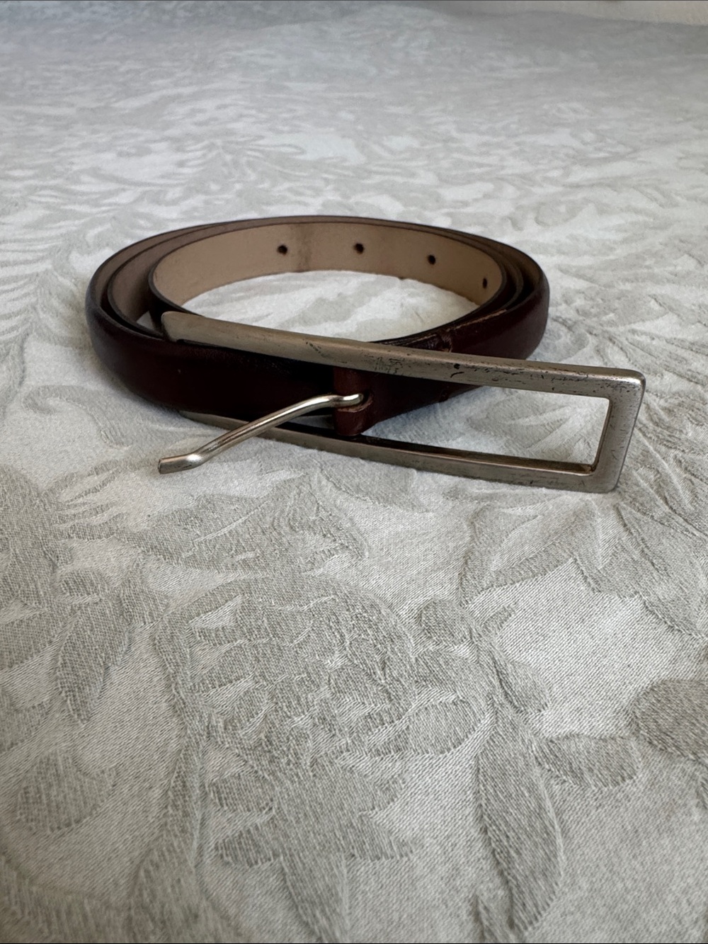 Banana Republic Brown Genuine Italian Leather Belt w/Silver Rectangular Buckle